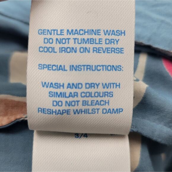 Boden Easy Printed Top Pleated Leaf Print Blue Size 2 - Picture 5 of 6